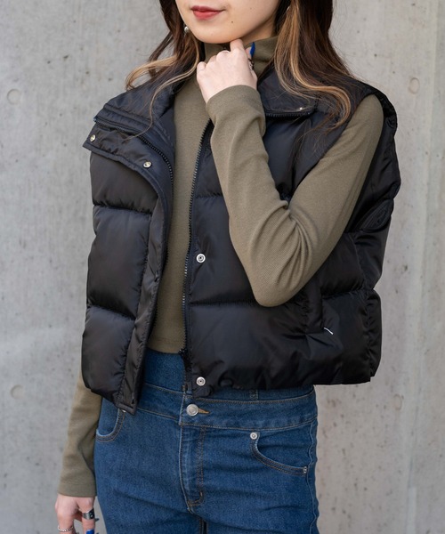 WEGO（ウィゴー）の「WEGO/ショートパデッドベスト（ダウンベスト・レディース・ホワイト/ブルー/ブラック・FREE）」の4枚目の写真