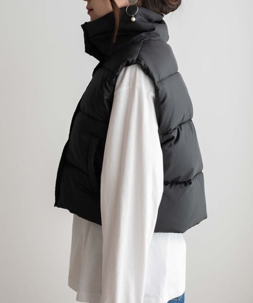 WEGO（ウィゴー）の「WEGO/ショートパデッドベスト（ダウンベスト・レディース・ホワイト/ブルー/ブラック・FREE）」の10枚目の写真