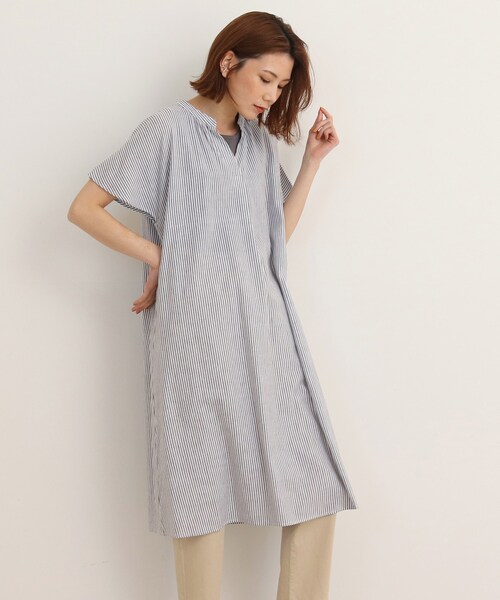 SHOO・LA・RUE(シューラルー)の「◆【UVカット/抗菌防臭/吸水速乾】大人のためのフレンチリネンブレンド ワンピース(ワンピース・レディース・ブルー/ブラック系2/アイボリー系2/ブルー系7/ピンク系/ブラック/ライトブルー/グリーン/イエロー・00)」の3枚目の写真