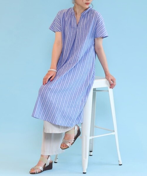 SHOO・LA・RUE(シューラルー)の「◆【UVカット/抗菌防臭/吸水速乾】大人のためのフレンチリネンブレンド ワンピース(ワンピース・レディース・ブルー/ブラック系2/アイボリー系2/ブルー系7/ピンク系/ブラック/ライトブルー/グリーン/イエロー・00)」の10枚目の写真