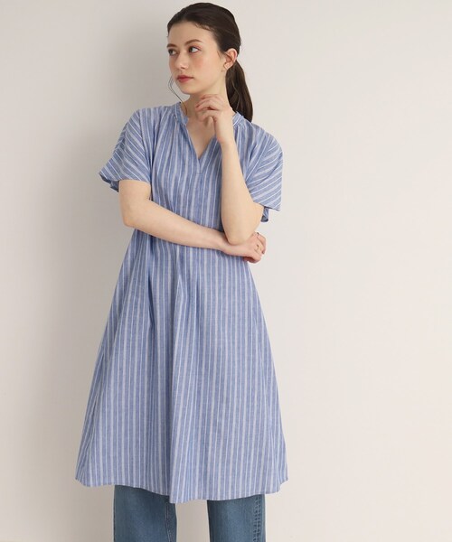 SHOO・LA・RUE(シューラルー)の「◆【UVカット/抗菌防臭/吸水速乾】大人のためのフレンチリネンブレンド ワンピース(ワンピース・レディース・ブルー/ブラック系2/アイボリー系2/ブルー系7/ピンク系/ブラック/ライトブルー/グリーン/イエロー・00)」の13枚目の写真