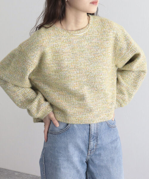 fredy emue（フレディエミュ）の「ファンシーニットソークロップドプルオーバー（Tシャツ/カットソー・レディース・イエロー/グレー/ライトパープル・38）」の5枚目の写真