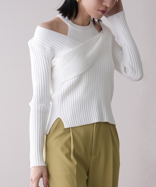 IAMUSE(アイアミューズ)の「〈SETアイテム〉オフショルダー×アメスリセットニットトップス S0913【IAMUSE】(ニット/セーター・レディース・ホワイト/グレー/ブラック・FREE)」の5枚目の写真