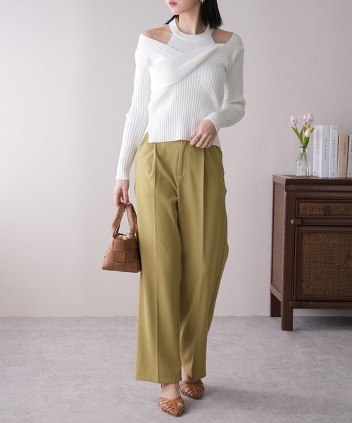 IAMUSE(アイアミューズ)の「〈SETアイテム〉オフショルダー×アメスリセットニットトップス S0913【IAMUSE】(ニット/セーター・レディース・ホワイト/グレー/ブラック・FREE)」の7枚目の写真