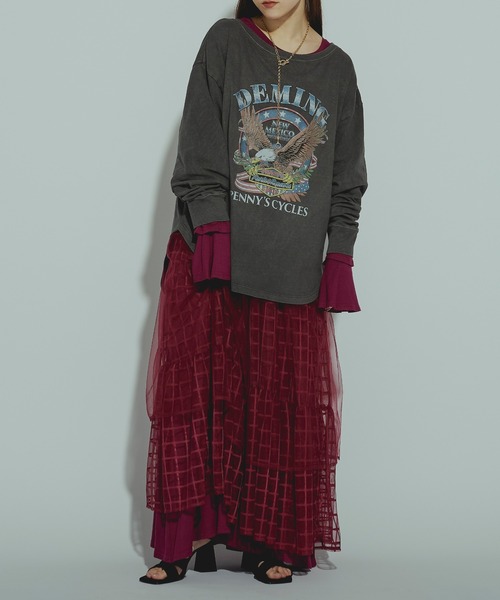 GOOD ROCK SPEED(グッドロックスピード)の「【GOOD ROCK SPEED】EAGLE L/S tee(Tシャツ/カットソー・レディース・ブラック/ベージュ・FREE)」の3枚目の写真
