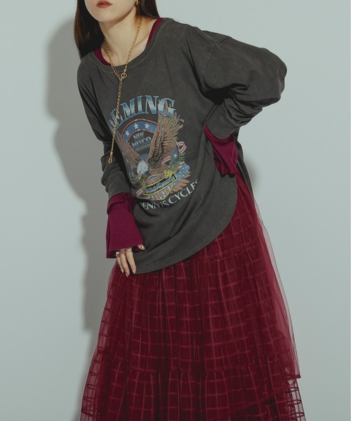 GOOD ROCK SPEED(グッドロックスピード)の「【GOOD ROCK SPEED】EAGLE L/S tee(Tシャツ/カットソー・レディース・ブラック/ベージュ・FREE)」の6枚目の写真