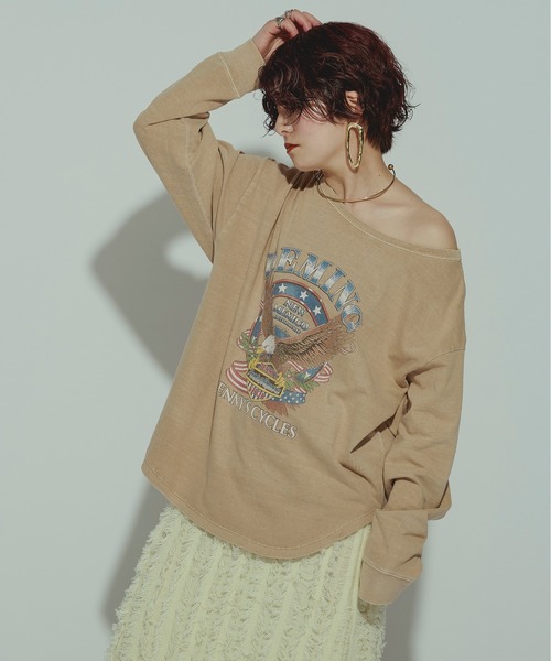GOOD ROCK SPEED(グッドロックスピード)の「【GOOD ROCK SPEED】EAGLE L/S tee(Tシャツ/カットソー・レディース・ブラック/ベージュ・FREE)」の13枚目の写真