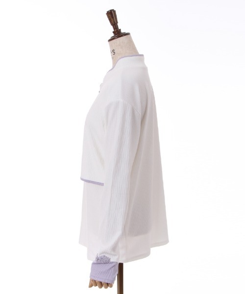 axes femme（アクシーズファム）の「チャイナボタンリブトップス（Tシャツ/カットソー・レディース・ブラック/レッド/ホワイト・FREE）」の9枚目の写真