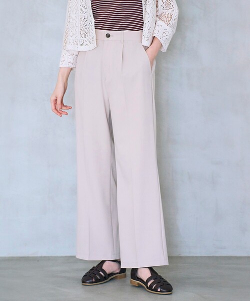 grove(グローブ)の「◆イージーケアがうれしい脚長効果のあるハイウエストデザインのストーレートボトム!!(その他パンツ・レディース・ブルー/ブラック/ライトベージュ・02/03/01/05/04)」の2枚目の写真