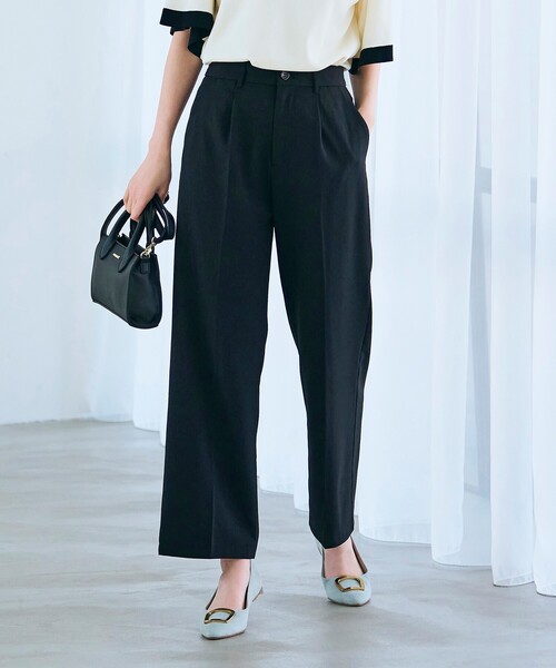 grove(グローブ)の「◆イージーケアがうれしい脚長効果のあるハイウエストデザインのストーレートボトム!!(その他パンツ・レディース・ブルー/ブラック/ライトベージュ・02/03/01/05/04)」の1枚目の写真