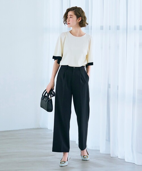 grove(グローブ)の「◆イージーケアがうれしい脚長効果のあるハイウエストデザインのストーレートボトム!!(その他パンツ・レディース・ブルー/ブラック/ライトベージュ・02/03/01/05/04)」の4枚目の写真