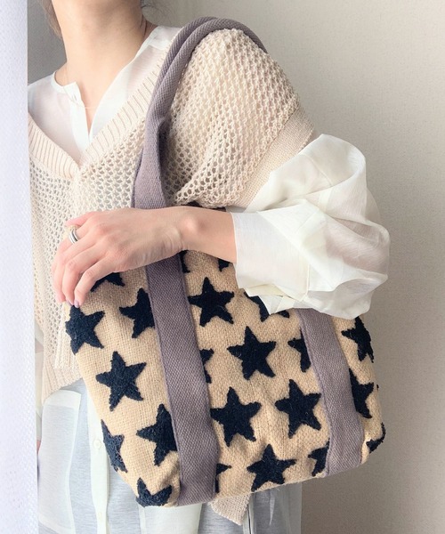 CONTROL FREAK / CTFK（コントロールフリーク）の「スターエンブロイダリートート（トートバッグ・レディース・ホワイト/ブラック・ONE SIZE）」の2枚目の写真