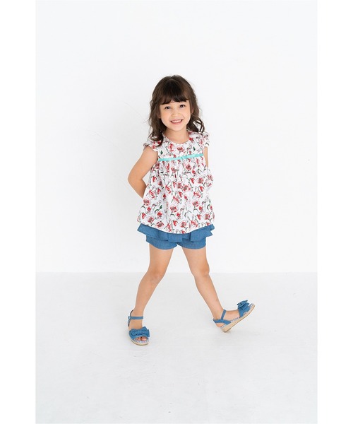 nino（ニノ）の「デニムペプラムショートパンツ（デニムパンツ・キッズ・ネイビー・130cm/140cm/150cm）」の4枚目の写真