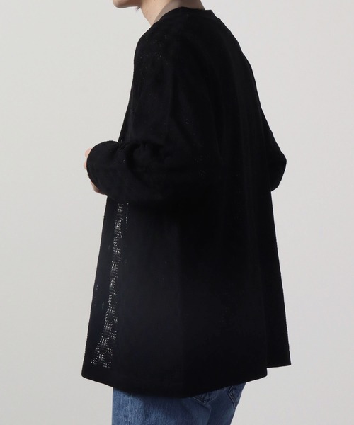 FUNALIVE（ファンアライブ）の「リネンライク 透かしメッシュ編みルーズサイズVネックカーディガン（カーディガン/ボレロ・メンズ・ケリーグリーン/ラベンダー/ワイン/ブラック/チャコールグレー/オフホワイト/グレイッシュブルー・S/M/L）」の17枚目の写真