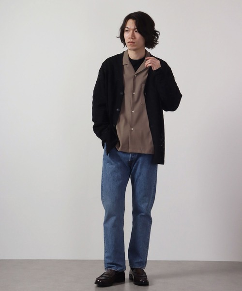 FUNALIVE（ファンアライブ）の「リネンライク 透かしメッシュ編みルーズサイズVネックカーディガン（カーディガン/ボレロ・メンズ・ケリーグリーン/ラベンダー/ワイン/ブラック/チャコールグレー/オフホワイト/グレイッシュブルー・S/M/L）」の18枚目の写真