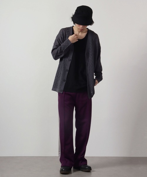 FUNALIVE（ファンアライブ）の「リネンライク 透かしメッシュ編みルーズサイズVネックカーディガン（カーディガン/ボレロ・メンズ・ケリーグリーン/ラベンダー/ワイン/ブラック/チャコールグレー/オフホワイト/グレイッシュブルー・S/M/L）」の22枚目の写真