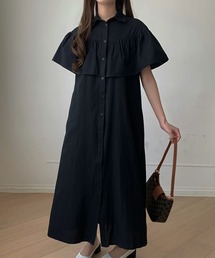 レイヤード風ロングシャツワンピース