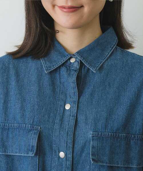 RETRO GIRL（レトロガール）の「ドット釦デニムSH（シャツ/ブラウス・レディース・ブルー/ブラック/ケミカルウォッシュ・FREE）」の18枚目の写真