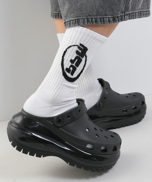 MSG（エムエスジー）の「ワンポイントロゴ刺繍リブソックス（ソックス/靴下・メンズ・ブラック/オレンジ/パープル/グリーン/ホワイト/ブラック系2/ブルー系2/イエロー系2/ブラック系1/ピンク系1/ホワイト系1/ホワイト系2/ブラウン系1・25-27CM）」の3枚目の写真