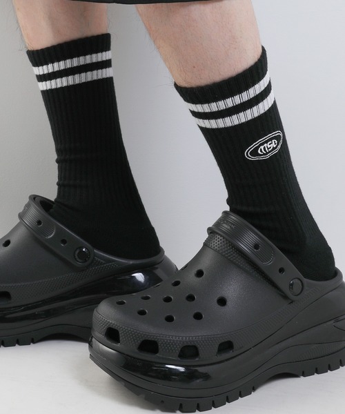 MSG（エムエスジー）の「ワンポイントロゴ刺繍リブソックス（ソックス/靴下・メンズ・ブラック/オレンジ/パープル/グリーン/ホワイト/ブラック系2/ブルー系2/イエロー系2/ブラック系1/ピンク系1/ホワイト系1/ホワイト系2/ブラウン系1・25-27CM）」の7枚目の写真