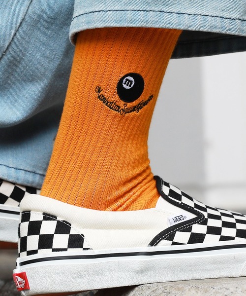 MSG（エムエスジー）の「ワンポイントロゴ刺繍リブソックス（ソックス/靴下・メンズ・ブラック/オレンジ/パープル/グリーン/ホワイト/ブラック系2/ブルー系2/イエロー系2/ブラック系1/ピンク系1/ホワイト系1/ホワイト系2/ブラウン系1・25-27CM）」の13枚目の写真