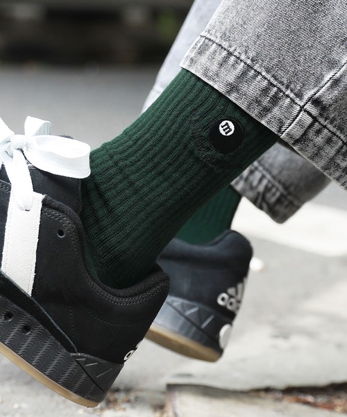 MSG（エムエスジー）の「ワンポイントロゴ刺繍リブソックス（ソックス/靴下・メンズ・ブラック/オレンジ/パープル/グリーン/ホワイト/ブラック系2/ブルー系2/イエロー系2/ブラック系1/ピンク系1/ホワイト系1/ホワイト系2/ブラウン系1・25-27CM）」の9枚目の写真