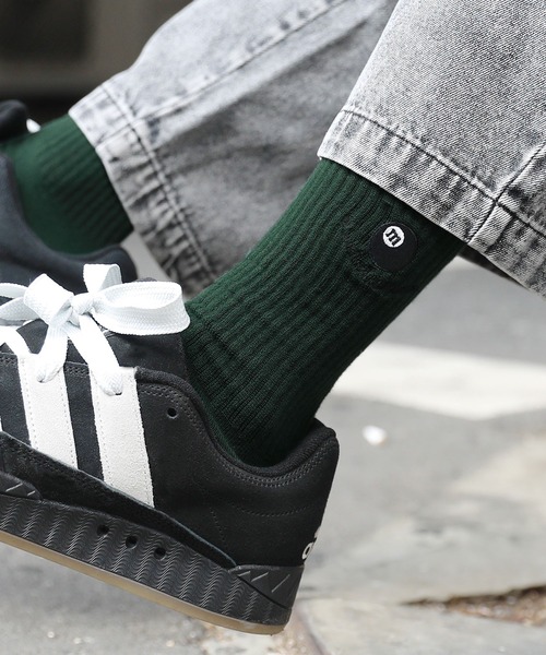 MSG（エムエスジー）の「ワンポイントロゴ刺繍リブソックス（ソックス/靴下・メンズ・ブラック/オレンジ/パープル/グリーン/ホワイト/ブラック系2/ブルー系2/イエロー系2/ブラック系1/ピンク系1/ホワイト系1/ホワイト系2/ブラウン系1・25-27CM）」の15枚目の写真