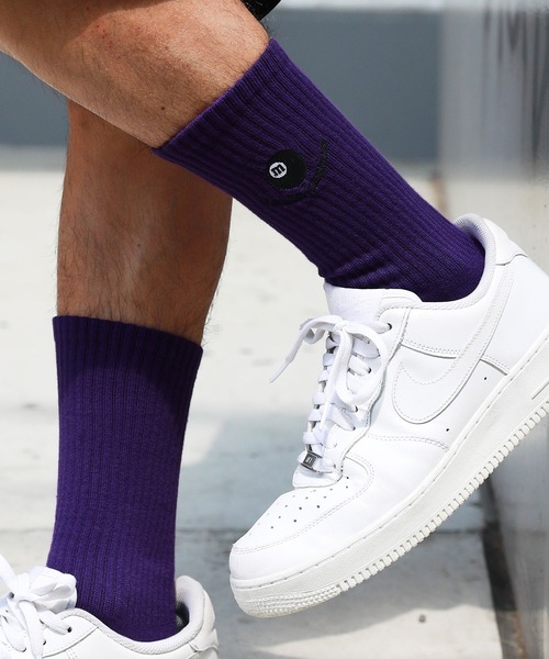 MSG（エムエスジー）の「ワンポイントロゴ刺繍リブソックス（ソックス/靴下・メンズ・ブラック/オレンジ/パープル/グリーン/ホワイト/ブラック系2/ブルー系2/イエロー系2/ブラック系1/ピンク系1/ホワイト系1/ホワイト系2/ブラウン系1・25-27CM）」の17枚目の写真