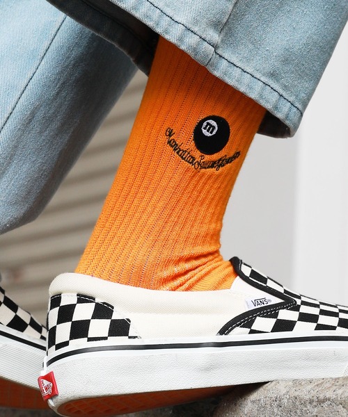 MSG（エムエスジー）の「ワンポイントロゴ刺繍リブソックス（ソックス/靴下・メンズ・ブラック/オレンジ/パープル/グリーン/ホワイト/ブラック系2/ブルー系2/イエロー系2/ブラック系1/ピンク系1/ホワイト系1/ホワイト系2/ブラウン系1・25-27CM）」の18枚目の写真