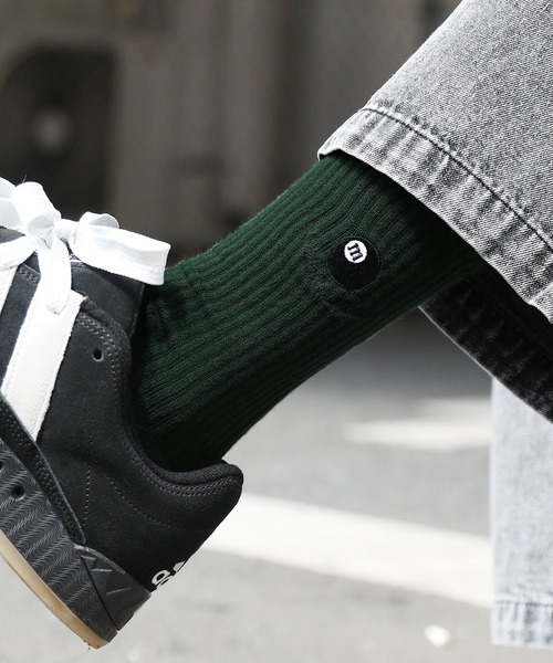 MSG（エムエスジー）の「ワンポイントロゴ刺繍リブソックス（ソックス/靴下・メンズ・ブラック/オレンジ/パープル/グリーン/ホワイト/ブラック系2/ブルー系2/イエロー系2/ブラック系1/ピンク系1/ホワイト系1/ホワイト系2/ブラウン系1・25-27CM）」の16枚目の写真