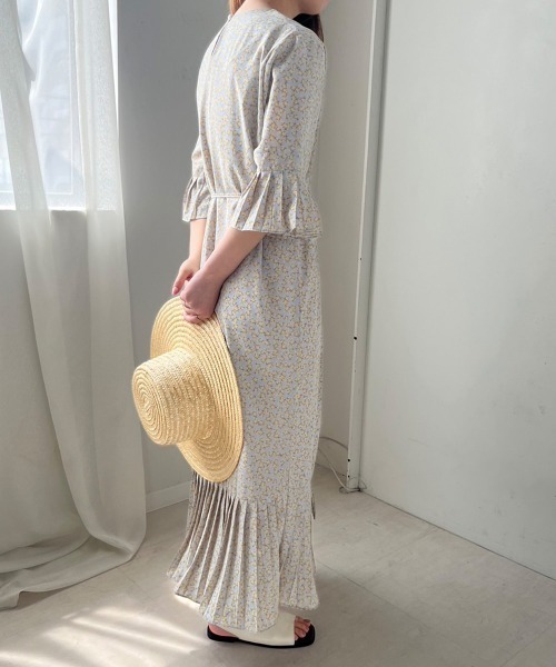 muguetblanc リボン アシメプリーツワンピース muguetblanc リボン アシメプリーツワンピース