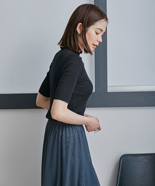 NANO universe(ナノユニバース)の「LB.03/前後2WAYシアーテレコTシャツ(Tシャツ/カットソー・レディース・オフホワイト/ブラック/グリーン/イエロー・S/M)」の15枚目の写真