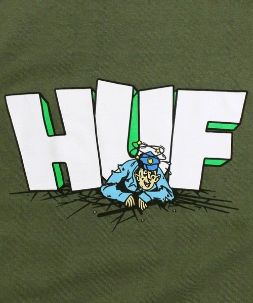 HUF(ハフ)の「ザ ドロップクルーネックTシャツ The Drop S/S Tee(Tシャツ/カットソー・メンズ・ホワイト/オリーブ・S/M/L/XL)」の9枚目の写真