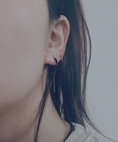 SBG（エスビー）の「SBG バーデザインピアス/イヤリング（ピアス（片耳用）・メンズ・シルバー系その他/ブラック/ブラック系その他/シルバー・FREE）」の12枚目の写真