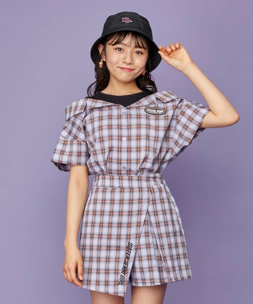 SISTER JENNI(SISTER JENNI)の「チェックドッキングシャツ(シャツ/ブラウス・キッズ・グリーン/ラベンダー・130cm/140cm/150cm/160cm)」の2枚目の写真