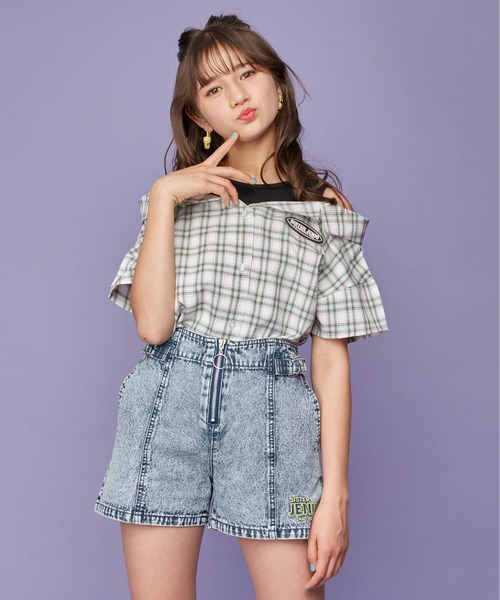 SISTER JENNI(SISTER JENNI)の「チェックドッキングシャツ(シャツ/ブラウス・キッズ・グリーン/ラベンダー・130cm/140cm/150cm/160cm)」の1枚目の写真