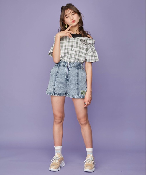 SISTER JENNI(SISTER JENNI)の「チェックドッキングシャツ(シャツ/ブラウス・キッズ・グリーン/ラベンダー・130cm/140cm/150cm/160cm)」の3枚目の写真