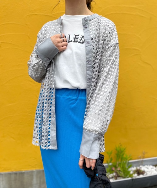 mi via loca（ミヴィアロカ）の「メッシュバンドカラーシャツ（シャツ/ブラウス・レディース・オフホワイト/グレー/ブラック・FREE）」の18枚目の写真