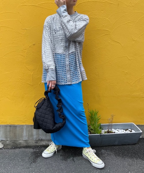 mi via loca（ミヴィアロカ）の「メッシュバンドカラーシャツ（シャツ/ブラウス・レディース・オフホワイト/グレー/ブラック・FREE）」の5枚目の写真