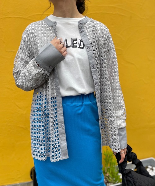 mi via loca（ミヴィアロカ）の「メッシュバンドカラーシャツ（シャツ/ブラウス・レディース・オフホワイト/グレー/ブラック・FREE）」の19枚目の写真