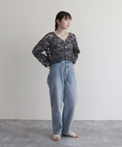 fredy emue(フレディエミュ)の「コットンレース前開きカーディガン(カーディガン/ボレロ・レディース・チャコールグレー/アイボリー・38)」の10枚目の写真