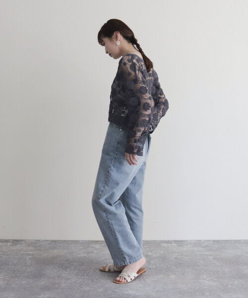 fredy emue(フレディエミュ)の「コットンレース前開きカーディガン(カーディガン/ボレロ・レディース・チャコールグレー/アイボリー・38)」の5枚目の写真