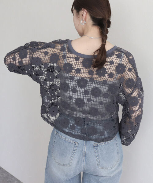 fredy emue(フレディエミュ)の「コットンレース前開きカーディガン(カーディガン/ボレロ・レディース・チャコールグレー/アイボリー・38)」の21枚目の写真