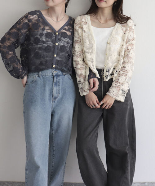 fredy emue(フレディエミュ)の「コットンレース前開きカーディガン(カーディガン/ボレロ・レディース・チャコールグレー/アイボリー・38)」の17枚目の写真