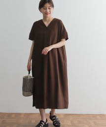 URBAN RESEARCH DOORS | リネンレーヨンVネックミディワンピース(ワンピース)