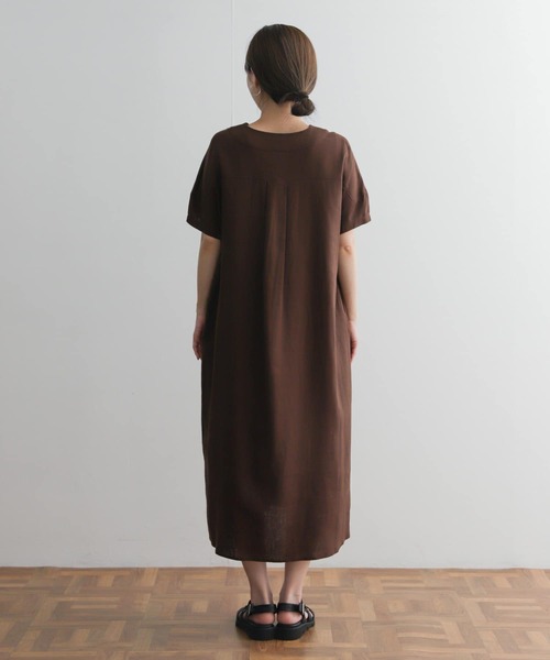 【新品】アーバンリサーチ リネンレーヨンVネック切替ギャザーワンピース リネンレーヨンVネック切替ギャザーワンピース[DRA5-26E107