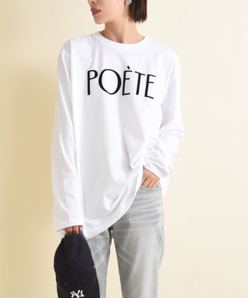 INTERPLANET(インタープラネット)の「POETEフロッキーロゴT(Tシャツ/カットソー・レディース・オフホワイト/ブラック・FREE)」の2枚目の写真