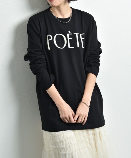 INTERPLANET(インタープラネット)の「POETEフロッキーロゴT(Tシャツ/カットソー・レディース・オフホワイト/ブラック・FREE)」の1枚目の写真