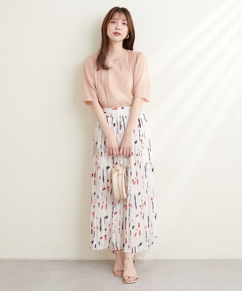 natural couture（ナチュラルクチュール）の「ニュアンス柄プリーツスカート（スカート・レディース・ネイビー/アイボリー/ラベンダー・FREE）」の16枚目の写真