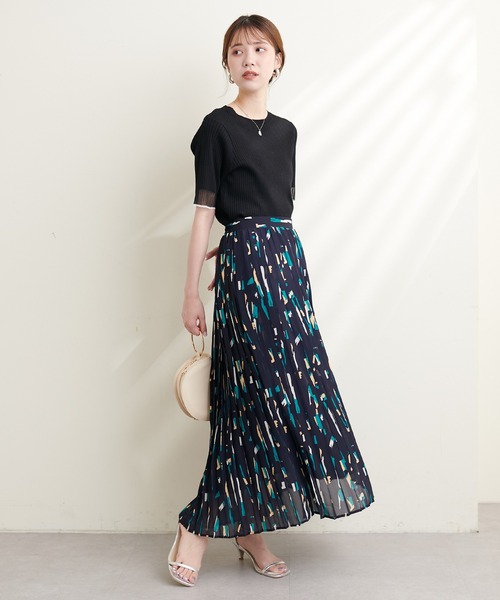 natural couture（ナチュラルクチュール）の「ニュアンス柄プリーツスカート（スカート・レディース・ネイビー/アイボリー/ラベンダー・FREE）」の20枚目の写真
